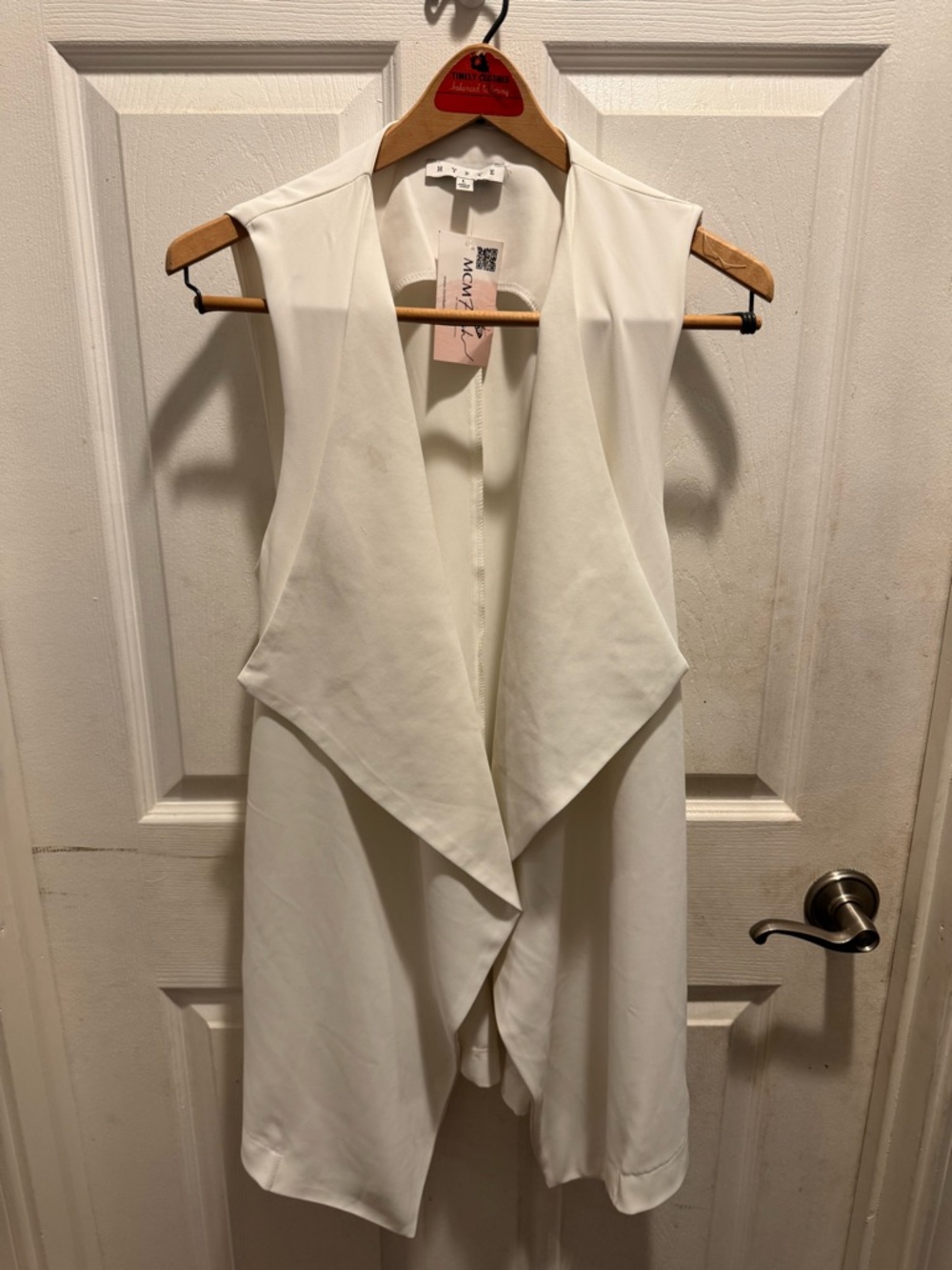HYFVE Sleeveless Draped Open-Front Vest Dress - White